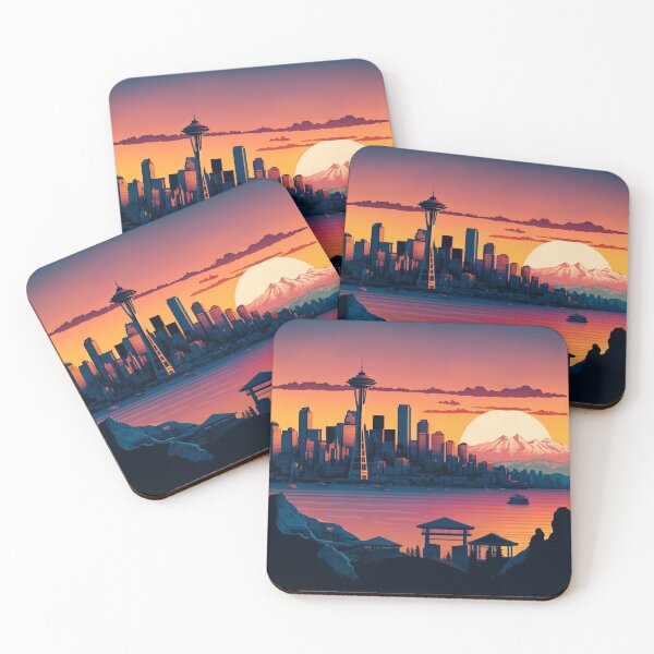 Item preview, Lo-fi Seattle Washington US Skyline Sunset Horizon designed and sold by ImaginePrintsHQ.