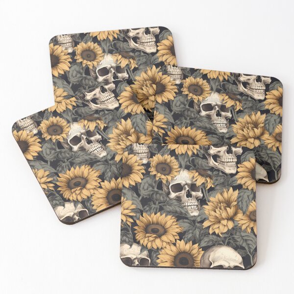 Item preview, Goth Skulls and Sunflowers designed and sold by ColorFlowArt.