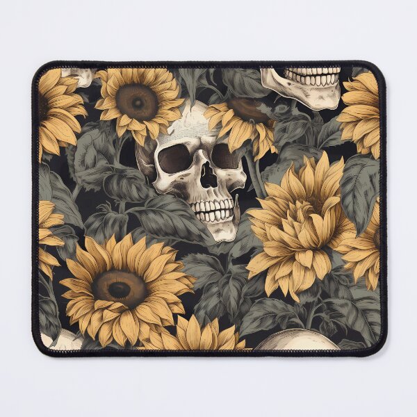 Item preview, Goth Skulls and Sunflowers designed and sold by ColorFlowArt.