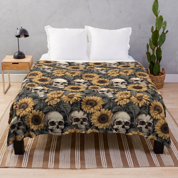 Item preview, Goth Skulls and Sunflowers designed and sold by ColorFlowArt.