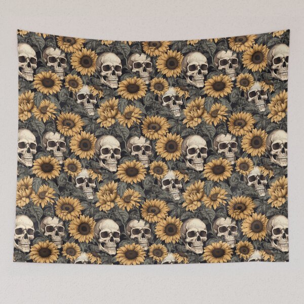 Item preview, Goth Skulls and Sunflowers designed and sold by ColorFlowArt.