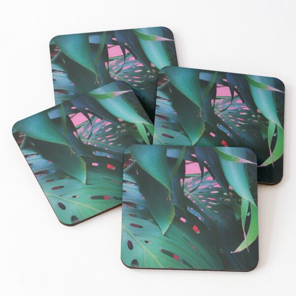 Item preview, JUNGLE CANDY - big tropical leaves on pink background designed and sold by OZKURO.