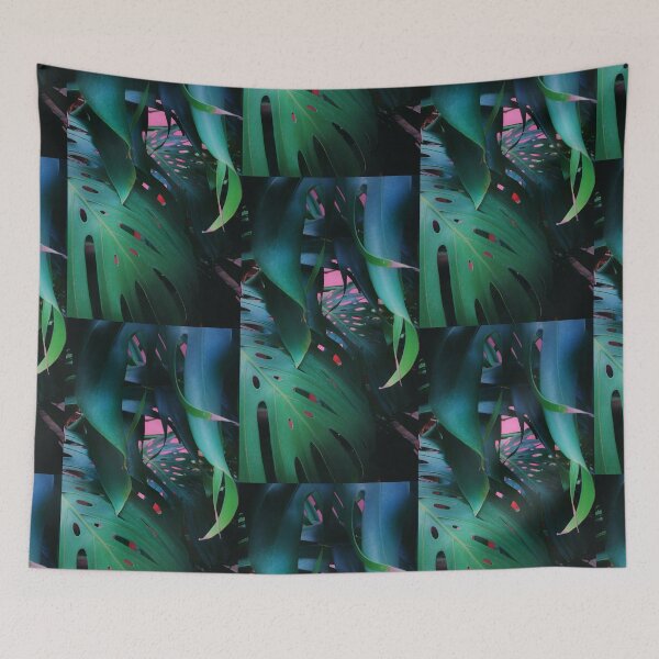 Item preview, JUNGLE CANDY - big tropical leaves on pink background designed and sold by OZKURO.