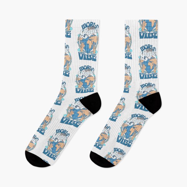Item preview, WORLD WIDE LOVE VIBE - (Dark Blue/sand/light blue) designed and sold by Discothreadz.