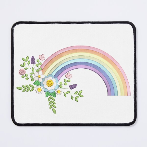 Item preview, Rainbow and Flowers Ava - Embroidery Effect designed and sold by CarasAtelier.