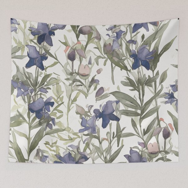 Item preview, Watercolor Lobelia Flowers in Nature's Harmony designed and sold by TopArtsy.