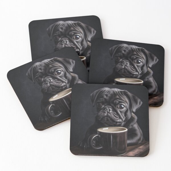 Item preview, Perky Pup: Adorable Pug Coffee Art for Caffeine Lovers  designed and sold by ClawedCreations.