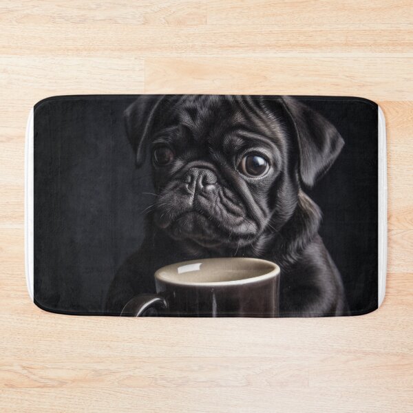 Item preview, Perky Pup: Adorable Pug Coffee Art for Caffeine Lovers  designed and sold by ClawedCreations.
