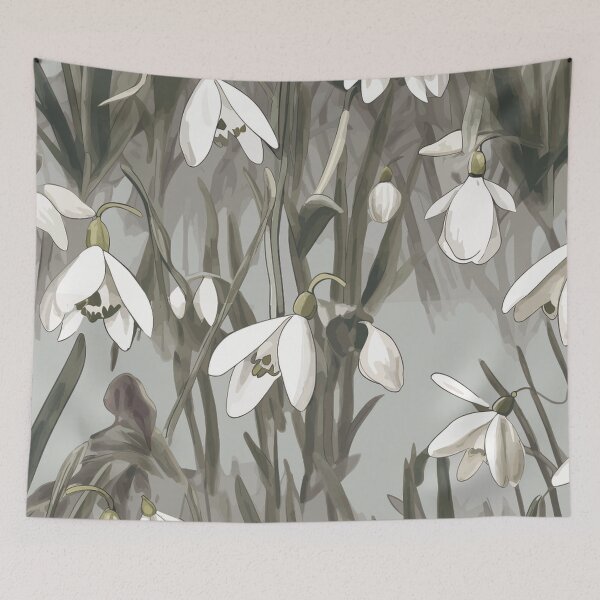 Item preview, Gentle Snowdrops Flowers Watercolor Pattern designed and sold by TopArtsy.