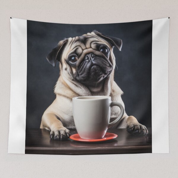 Item preview, Perky Pup: Adorable Pug Coffee Art for Caffeine Lovers 2 designed and sold by ClawedCreations.