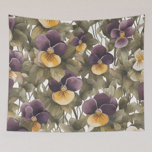 Item preview, Violas Flowers Watercolor Pattern in the Wild designed and sold by TopArtsy.