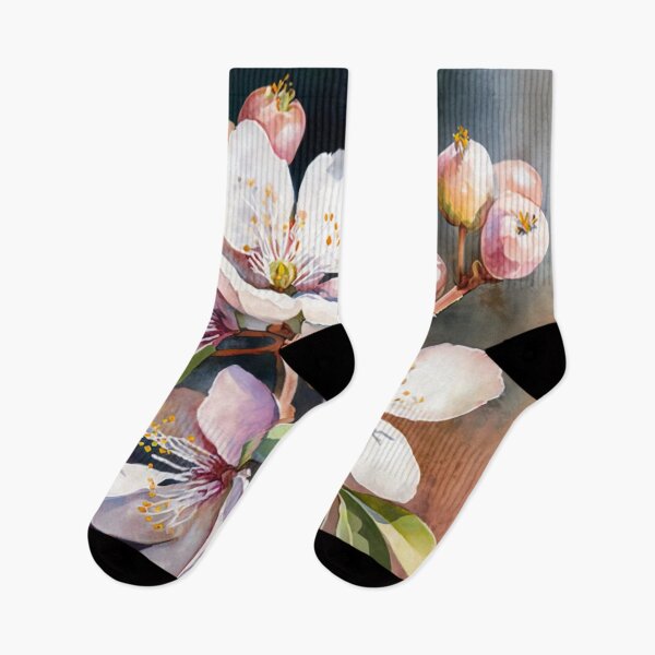Aperçu de l'œuvre Peinture à l'aquarelle de fleurs de prunier créée et vendue par botanicalartAI.