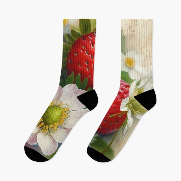 Aperçu de l'œuvre Fleurs et fruits de fraise créée et vendue par botanicalartAI.