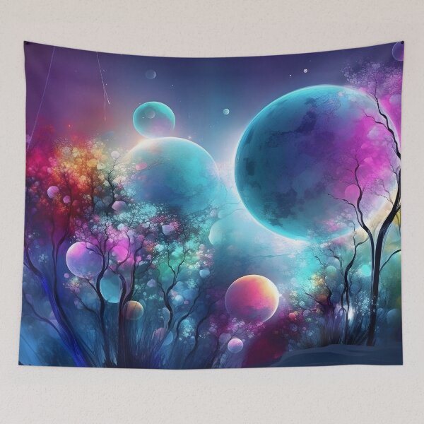 Item preview, Otherworldly Silhouettes: Enchanted Trees Amidst Celestial Spheres designed and sold by MonsterMatt87.