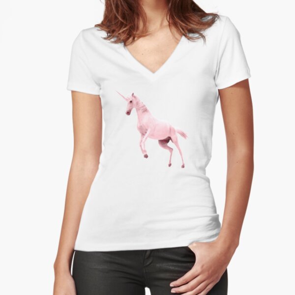 Pink Unicorn by Alice Monber Fitted V-Neck T-Shirt