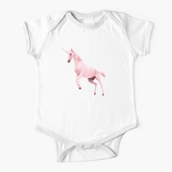 Pink Unicorn by Alice Monber Short Sleeve Baby One-Piece