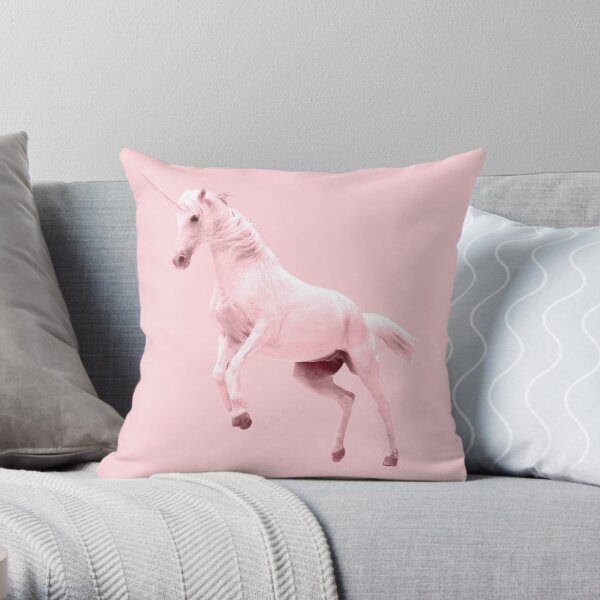 Pink Unicorn by Alice Monber Throw Pillow