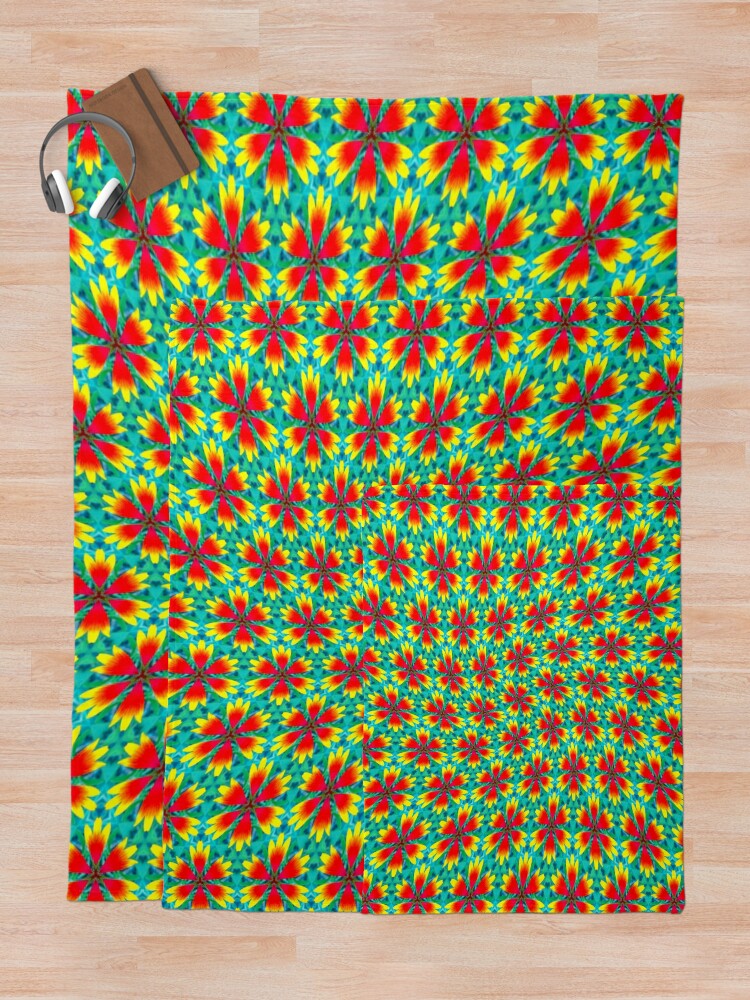 Thumbnail 5 of 6, Throw Blanket, Orange Yellow Flower Pattern designed and sold by Patternflower.