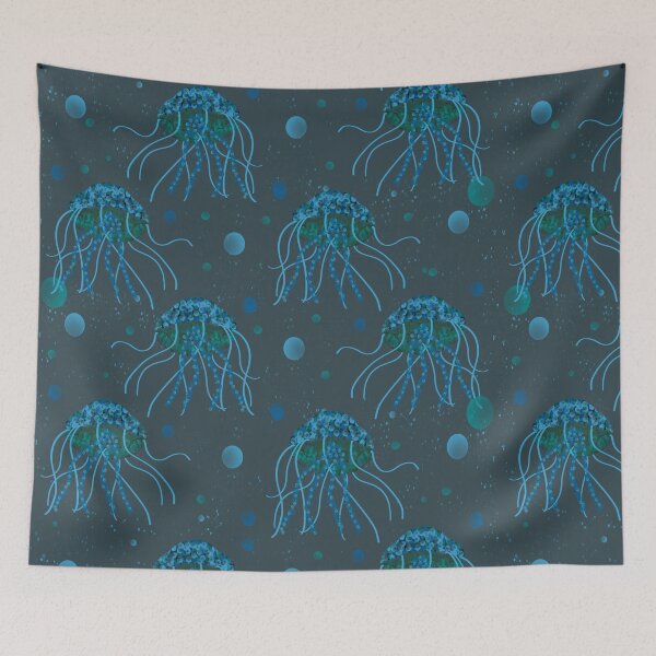 Item preview, Glynis Jellyfish Print - Blues and Greens - Free Falling Print  designed and sold by Niki McNeil.