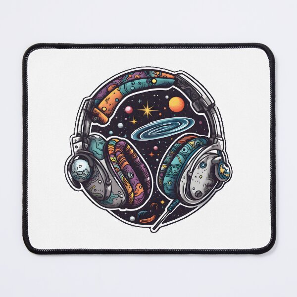 Item preview, Trippy Cosmic Music Lover Headphones Sticker - Galactic Beats designed and sold by PeelnProduce.