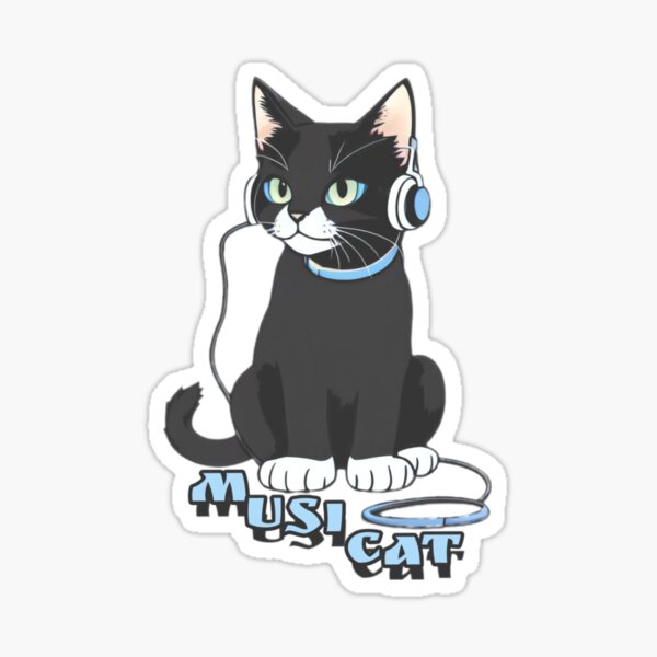 Item preview, Cat - Musicat Musical Cat Wearing Headphones Kitten Music Kawaii V73 designed and sold by DreamingAwake1.