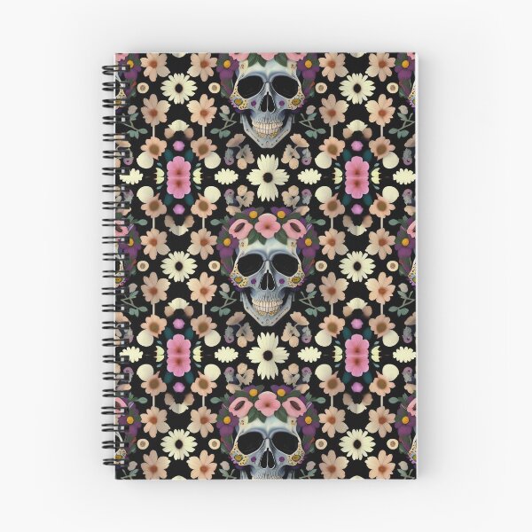 Aperçu de l'œuvre Motif floral de crâne sans couture - Design sombre et énervé créée et vendue par Patternawy.