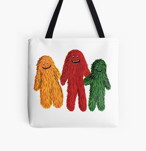 Three Colorful Monsters All Over Print Tote Bag
