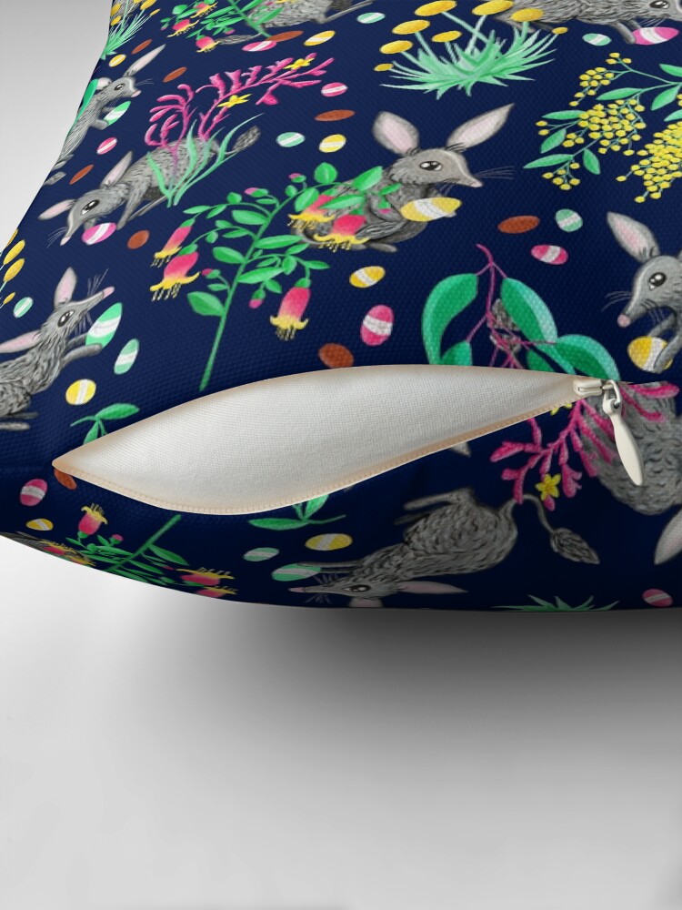Thumbnail 2 of 4, Pillow, Australian Easter Bilby Egg Hunt | Navy designed and sold by makemerriness.
