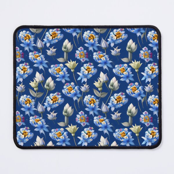 Item preview, Vintage Floral Pattern - Beautiful and Timeless White Flowers Blue Background designed and sold by Patternawy.