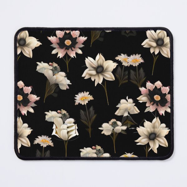 Item preview, Vintage Floral Pattern - Beautiful and Timeless White Flowers Black Background designed and sold by Patternawy.