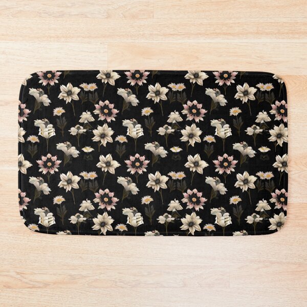 Item preview, Vintage Floral Pattern - Beautiful and Timeless White Flowers Black Background designed and sold by Patternawy.