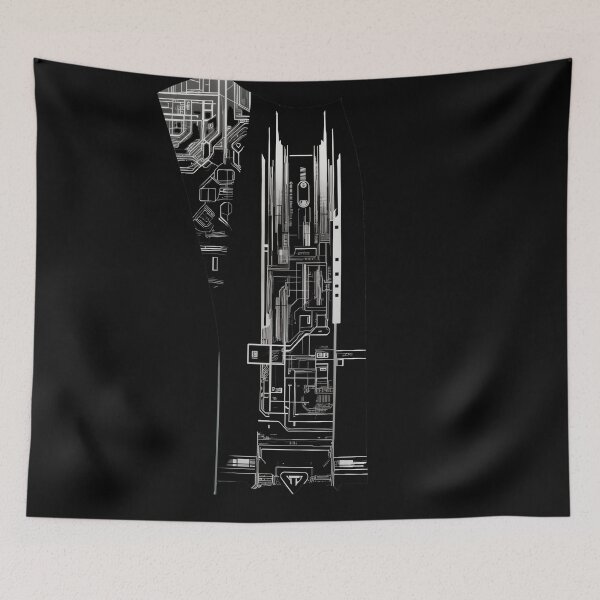 Item preview, Abstract Cyber City Map Blueprint Design designed and sold by entwithanaxe.