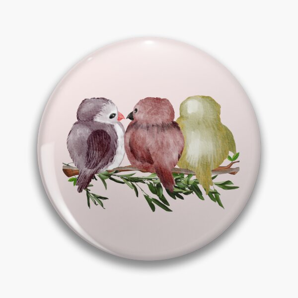 Item preview, Three round birds sitting on a leafy branch designed and sold by vintagelady56.