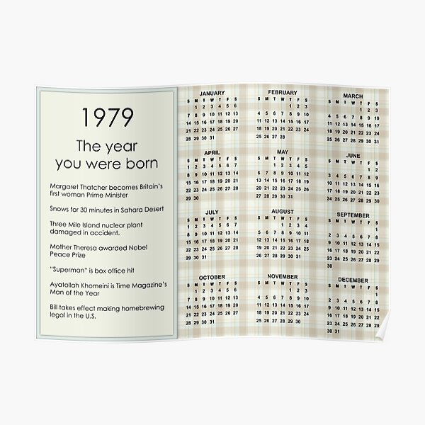 "Alles Gute zum Geburtstag im Jahr 1979 Kalender Poster geboren" Poster