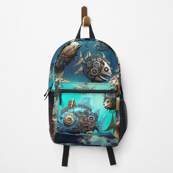 Item preview, Steampunk Mechanical Ocean Fish in Gold and Blue designed and sold by Amanda Lucas.