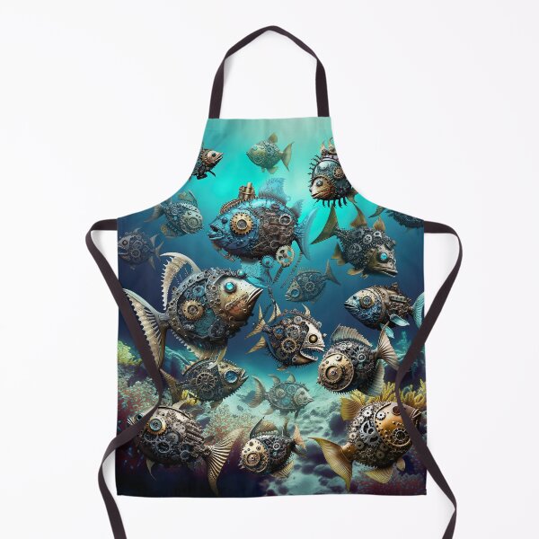 Item preview, Steampunk Mechanical Ocean Fish in Gold and Blue designed and sold by Amanda Lucas.