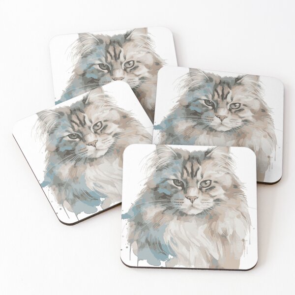 Item preview, Norwegian Mountain Cat Portrait with Pastel Background  designed and sold by Cody Bertasso.