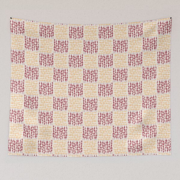 Item preview, dna coding checkerboard in butter yellow and raspberry blush designed and sold by FrancesPoff.
