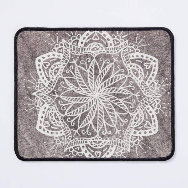 Item preview, White mandala on grey-brown background designed and sold by Jennifer Mosher.