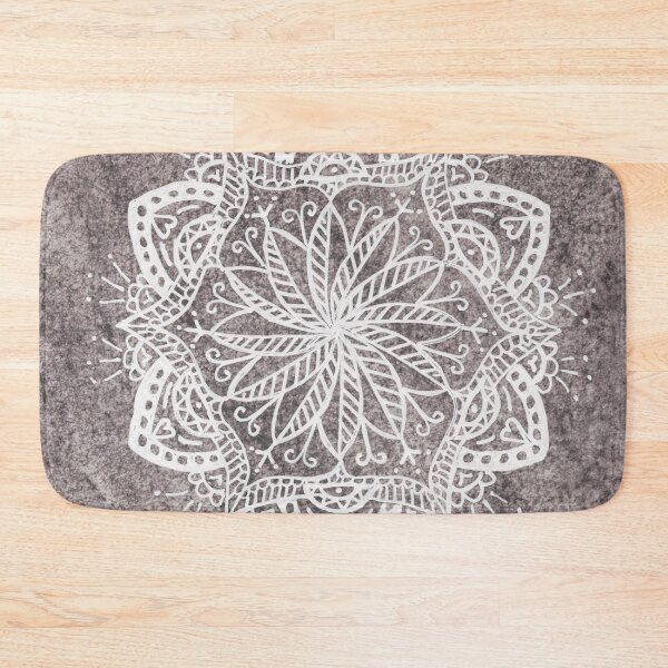 Item preview, White mandala on grey-brown background designed and sold by Jennifer Mosher.