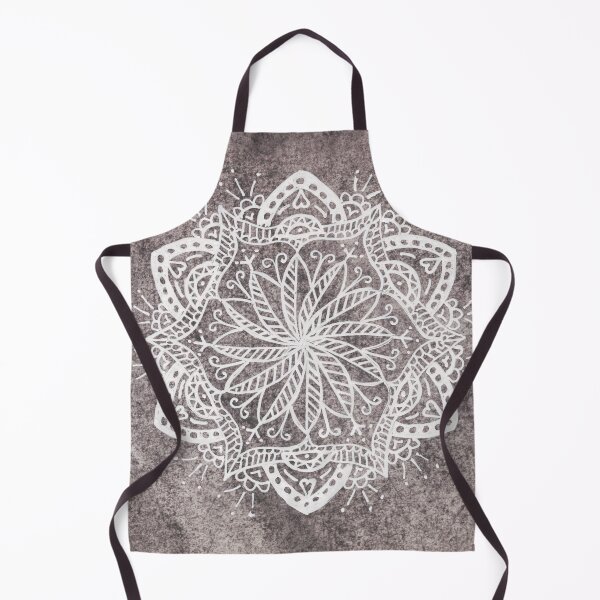 Item preview, White mandala on grey-brown background designed and sold by Jennifer Mosher.