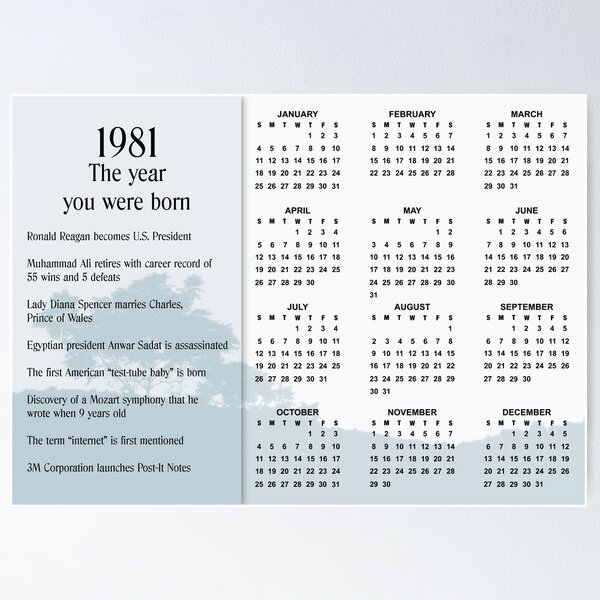 Happy Birthday Born in 1981 Calendar Poster