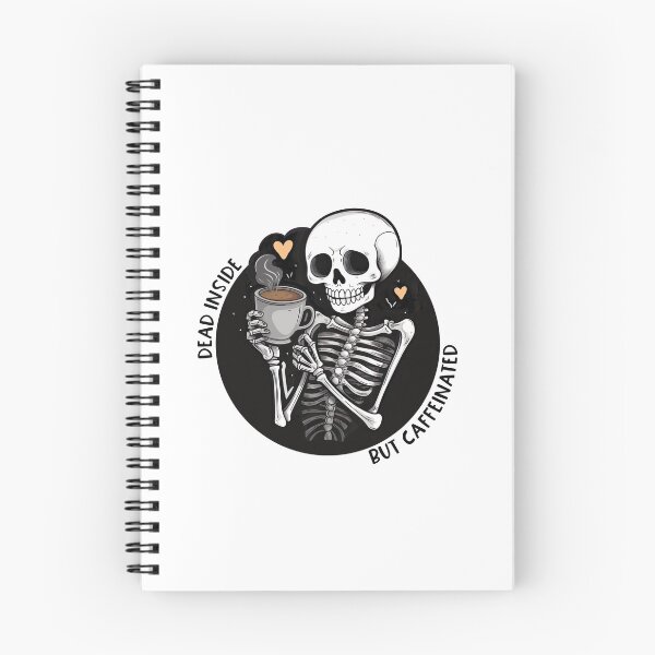 Item preview, "Dead Inside But Caffeinated" Skeleton Drinking Black Coffee Sticker designed and sold by Brooke Drake Co..