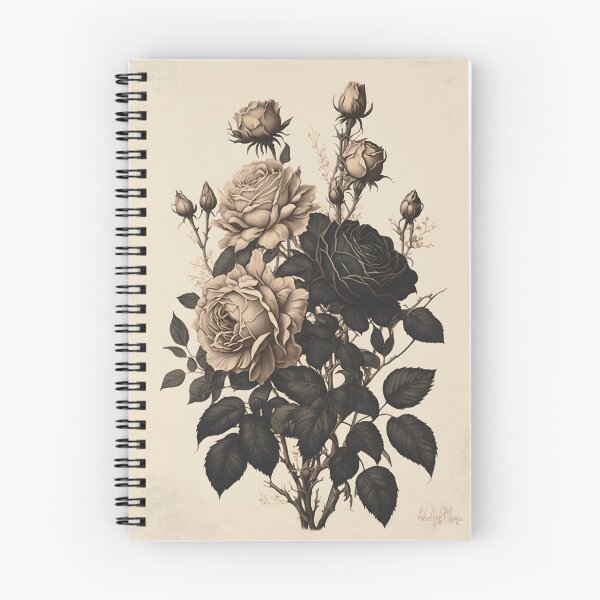 Item preview, Black and Beige Antique Roses designed and sold by Heather Maree Design Studio.