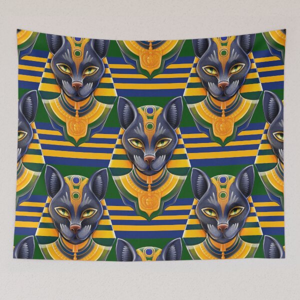 Item preview, Bastet goddes. Cat wearing pharaoh's headdress designed and sold by Ekaterina Glazkova.