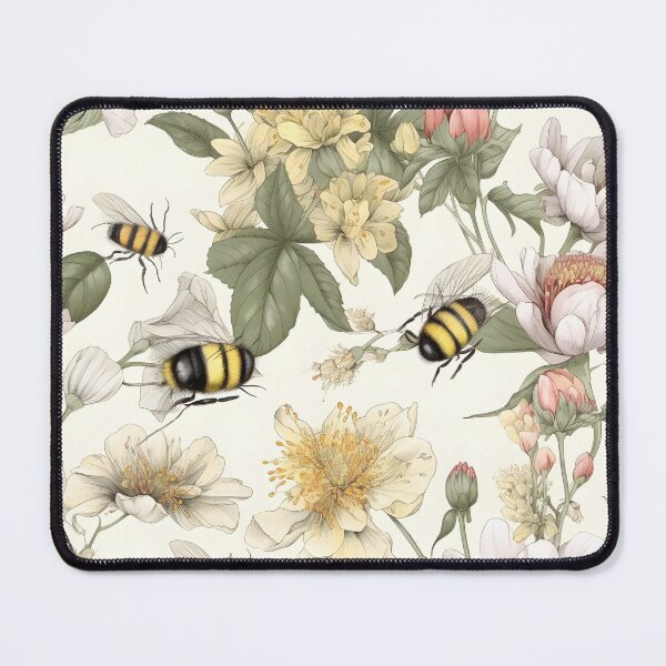 Item preview, Bees and Yellow Wild Flowers designed and sold by ArTeaCupcake.
