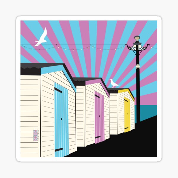 Coastal Candy Skies and Beach Huts Sticker