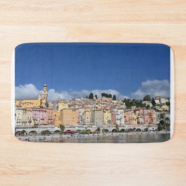 Item preview, Beach in Menton France cityscape summer season designed and sold by goceris.