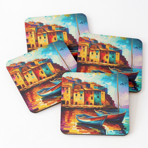 Item preview, Sicily Cityscape Art | Palette Knife Oil Digital Painting designed and sold by VividViews.