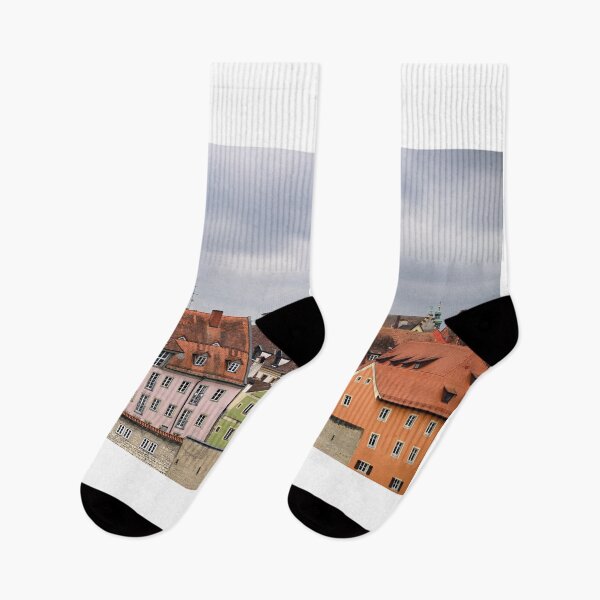 Item preview, Historical town hall clock tower and colorful old buildings in Regensburg Germany designed and sold by goceris.